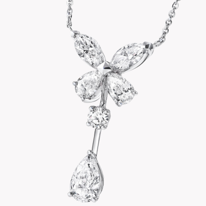 Classic Butterfly Pear Shape Diamond Drop Pendant